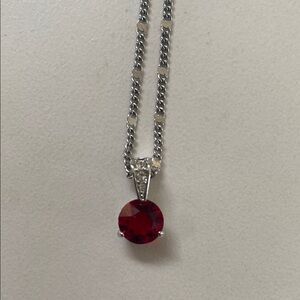 Elegant Silver Necklace with Red crystal by Swarovski
